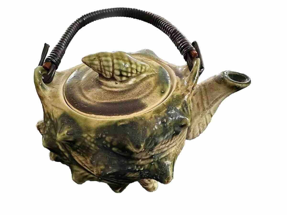 Vintage Souvenir Ceramic Conch Seashell Teapot