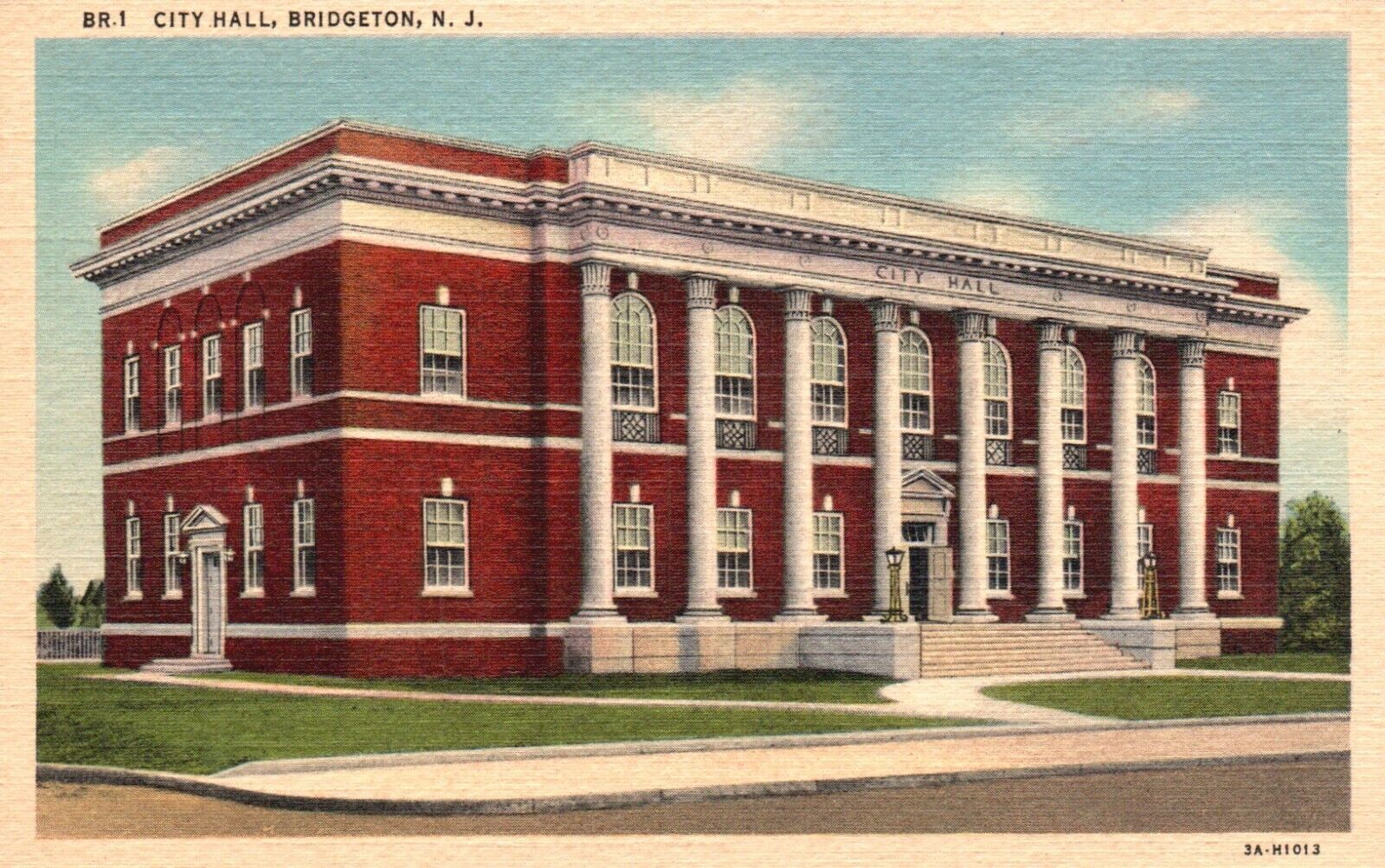 Postcard NJ Bridgeton New Jersey City Hall 1933 Linen Vintage PC e639