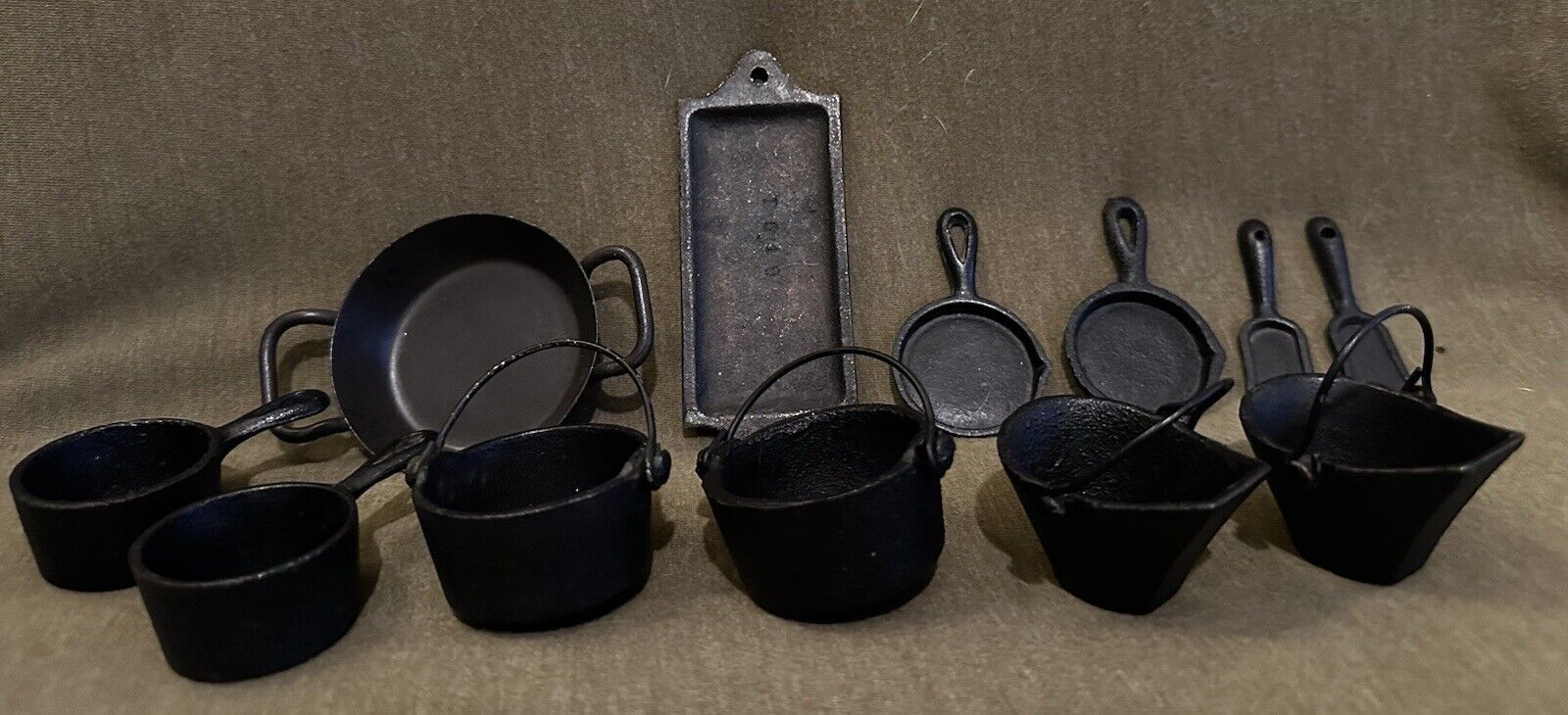 Vintage Cast Iron Miniature 12 Pc Lot Cookware