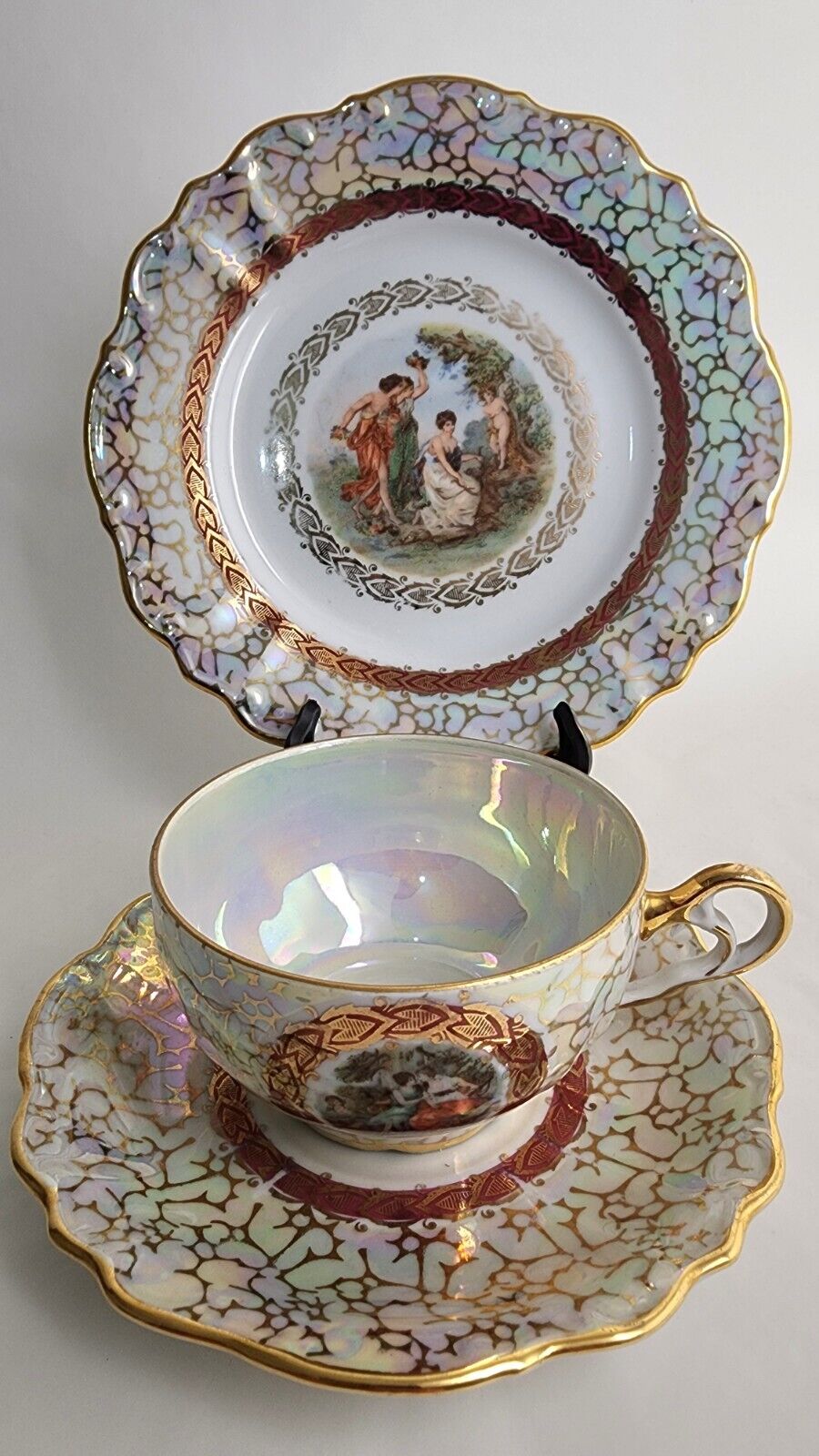 Vintage Madonna Porcelain Teacup Coffee Cup &(Saucer x2) Gold Bone China Germany