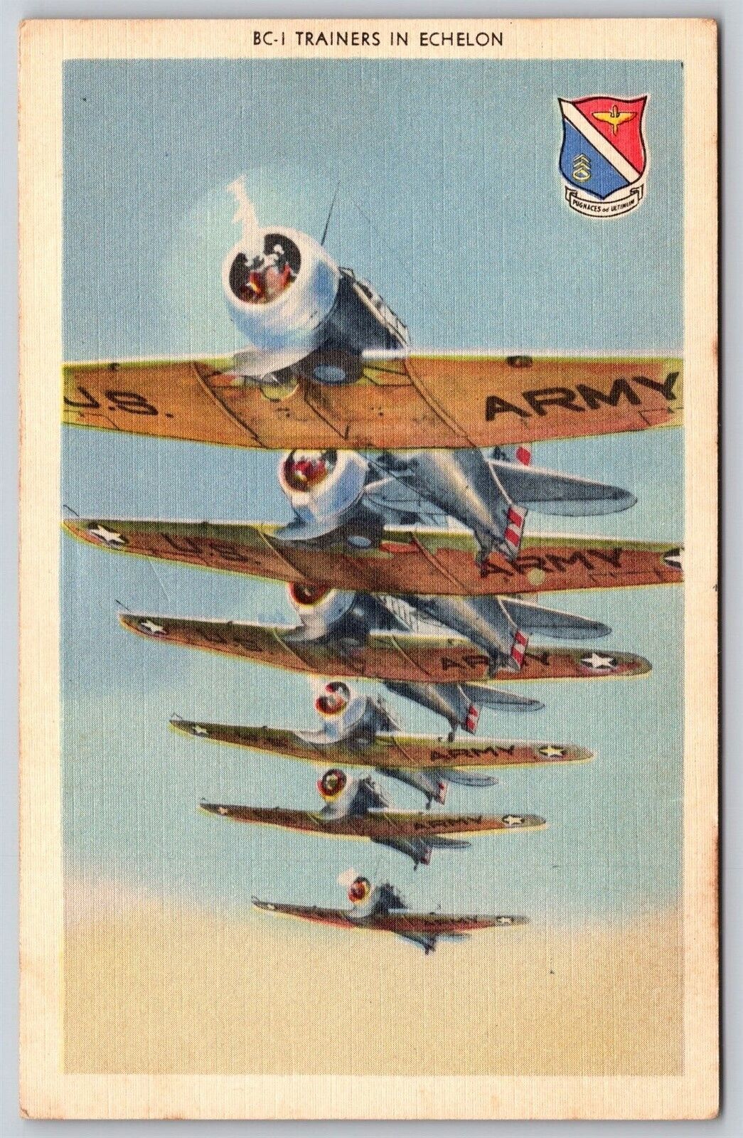 Postcard BC-1 Trainers in Echelon military aircraft linen S138