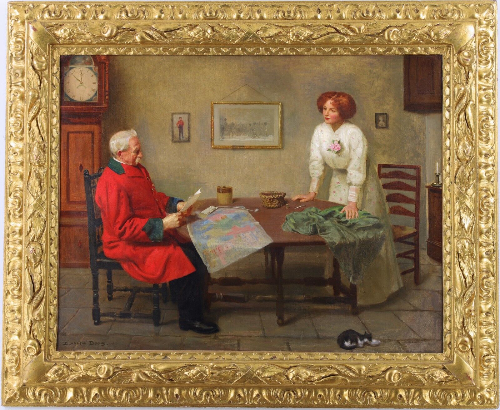 The Old Campaigner Antique Oil Painting by Noel Denholm Davis (1876–1950)