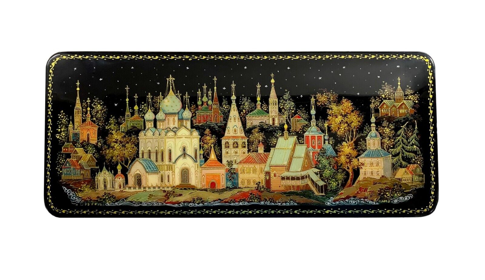 Russian Lacquer Box Palekh Art Painting Jewelry Trinket Box Gift Box Syzdal View