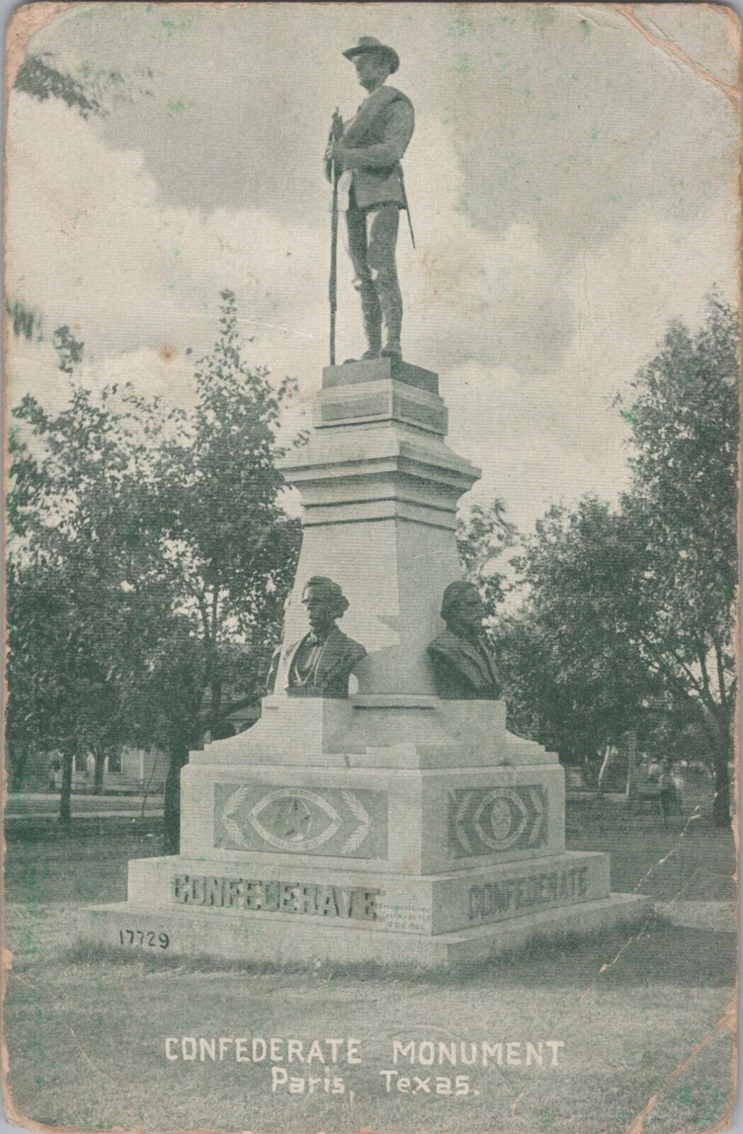 1909 PC Texas TX Paris Civil War Confederate Monument