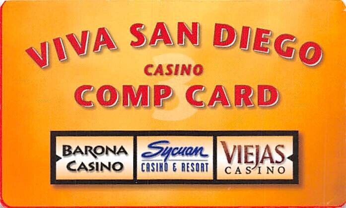 San Diego Casinos (Barona, Sycuan, Viejas) Paper Comp Card