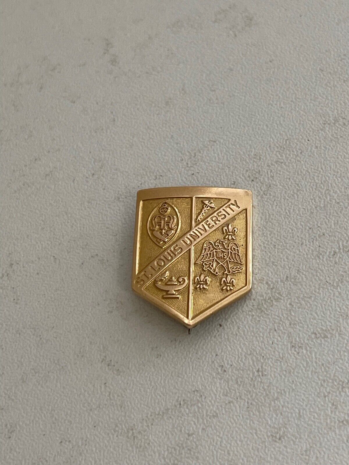 Vintage 1968 14k Gold St. Louis University Shield Form Pin