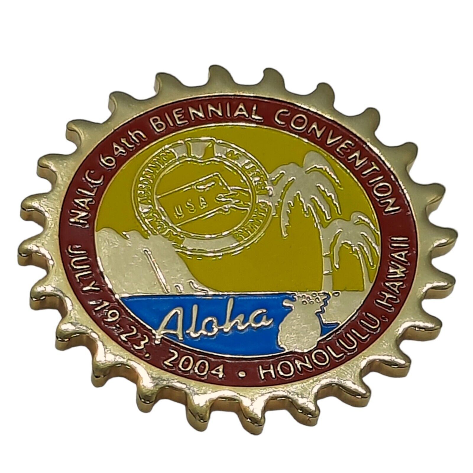 Vtg 2004 NALC Convention Lapel Pin Badge Honolulu Hawaii Aloha USPS Postal Union