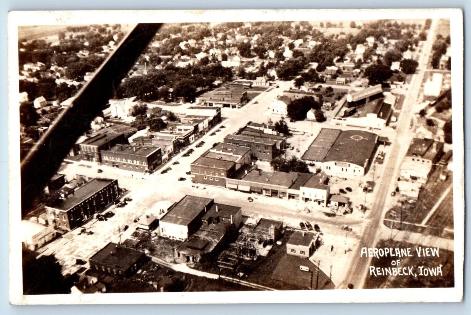 Reinbeck Iowa IA Postcard RPPC Photo Aeroplane View 1933 Vintage Posted