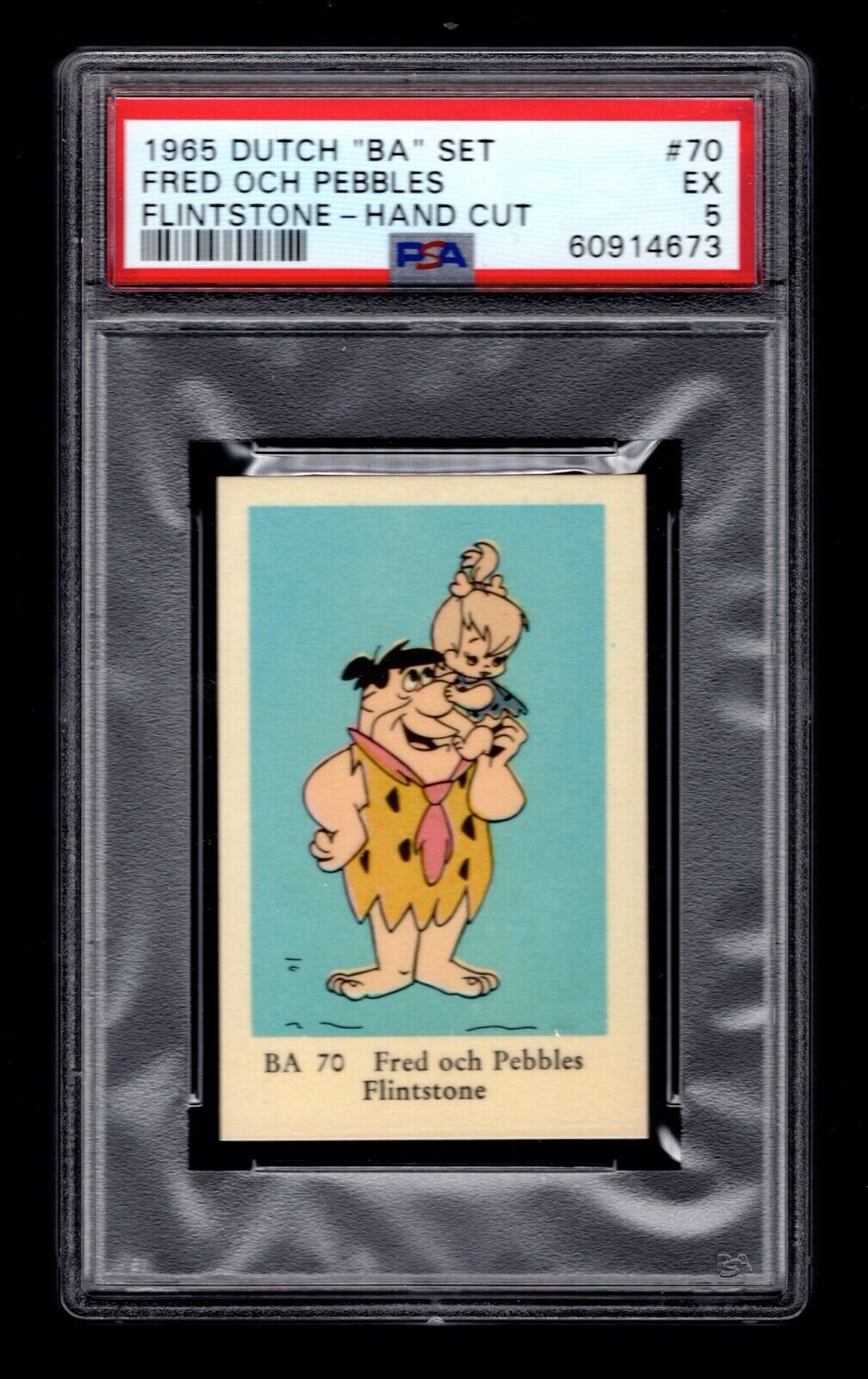PSA 5 FRED FLINTSTONE & PEBBLES 1965 Dutch Gum Card \