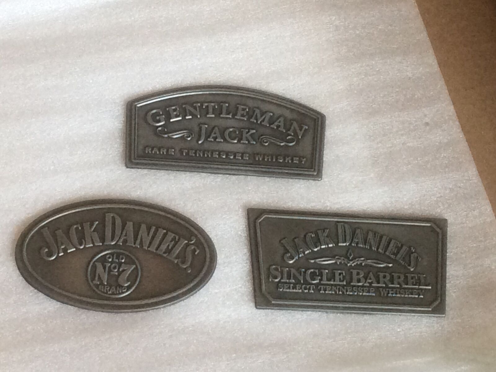 3-Jack Daniels Pewter Plaques Single Barrel Old No.7 & Gentleman Jack 