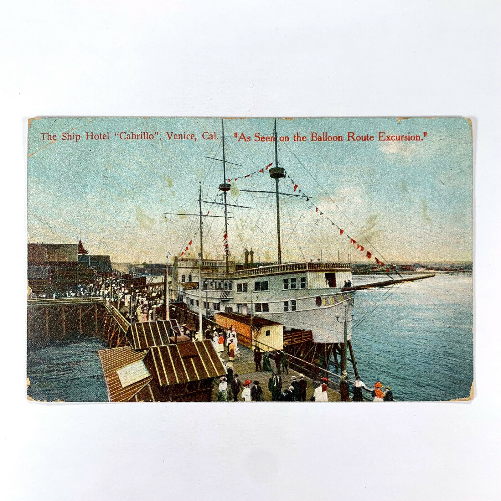 Postcard California Venice CA Ship Hotel Cabrillo 1910 Posted Divided Back