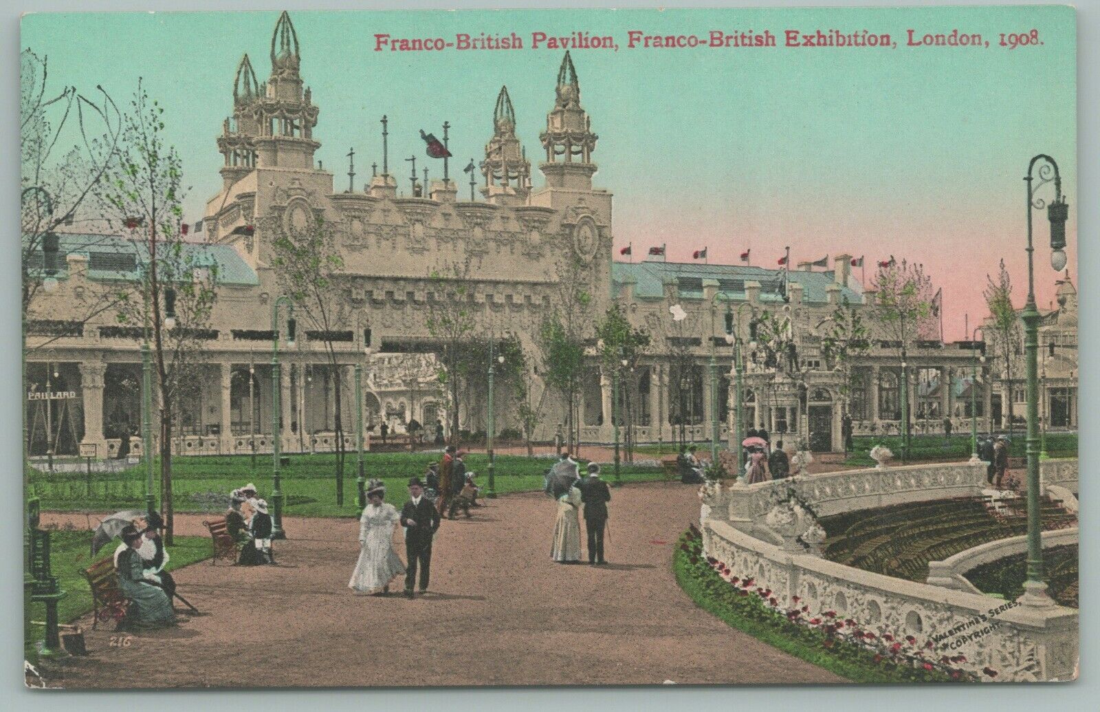 London~Franco British Exhibition~Franco British Pavilion~Postcard~1908