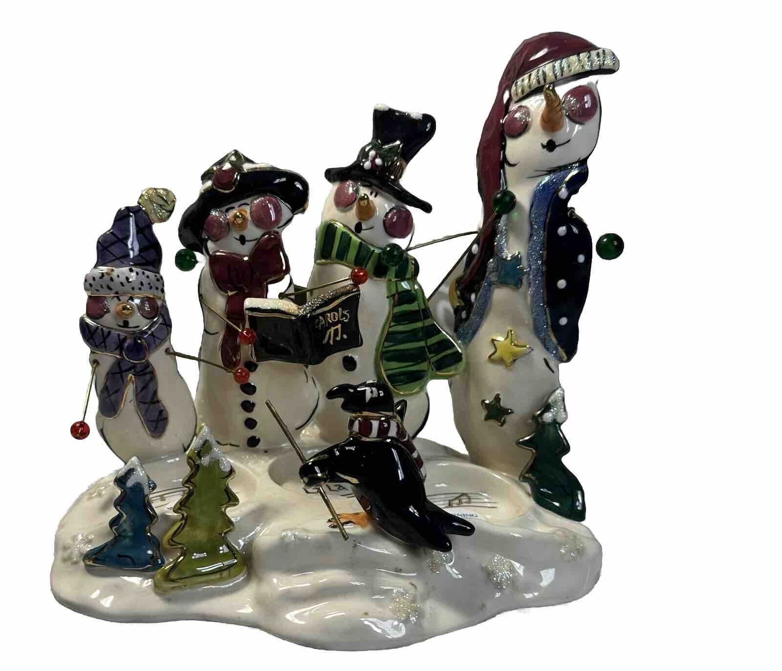Heather Goldming 2003 Blue Sky Corp Tea Candle Christmas Deco Snowmen 6 1/2”