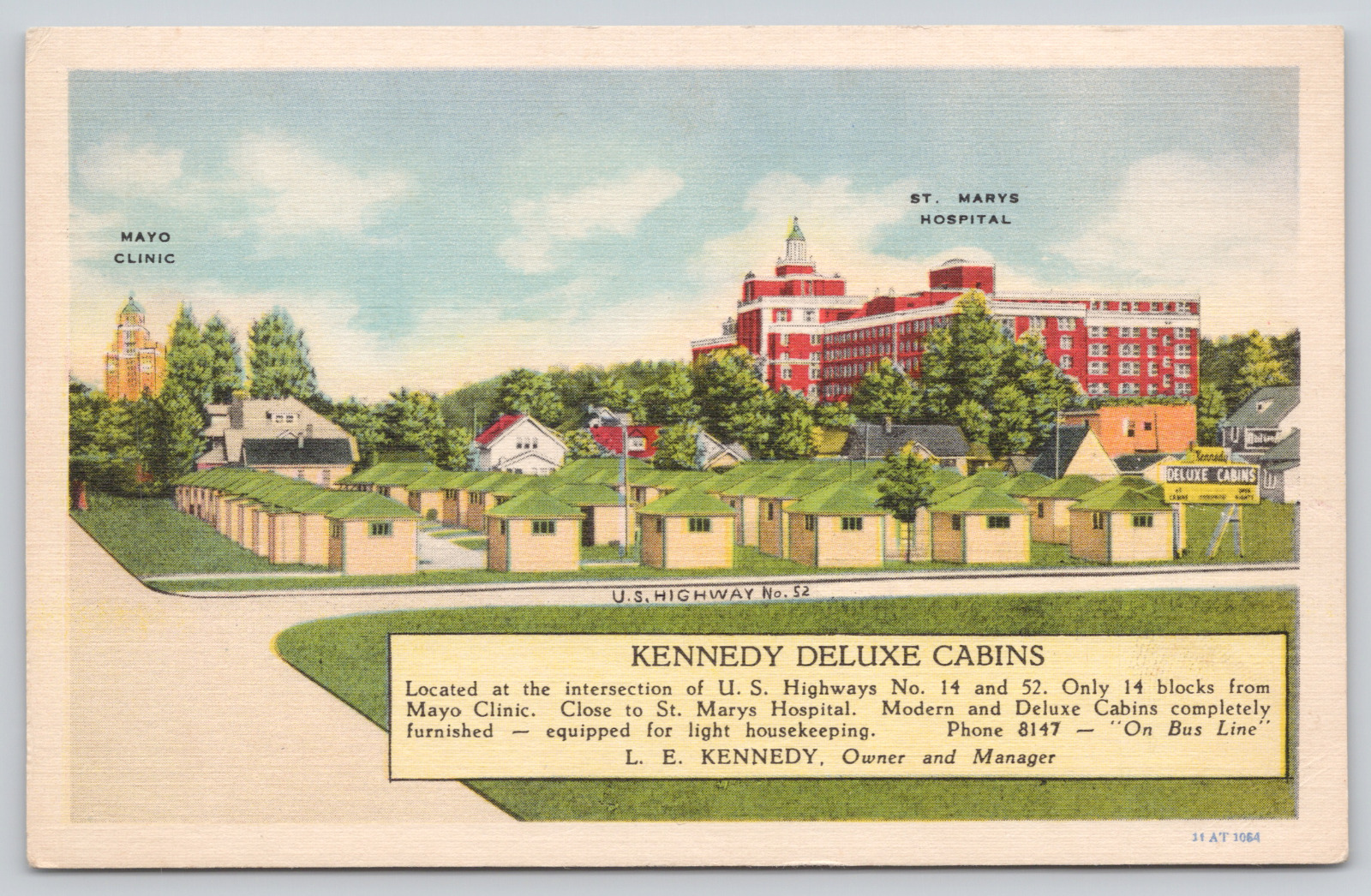 Postcard Rochester, Minnesota, Kennedy Deluxe Cabins Near Mayo Clinic  A670