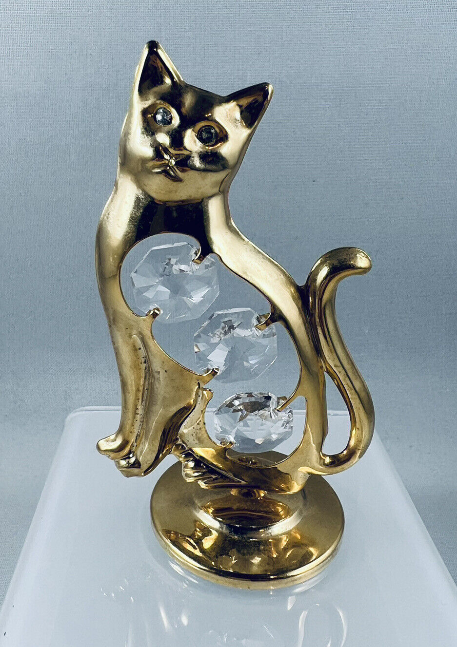 Crystal Millennium 24k Gold Plated Austrian Crystal CAT Figurine 3.5\
