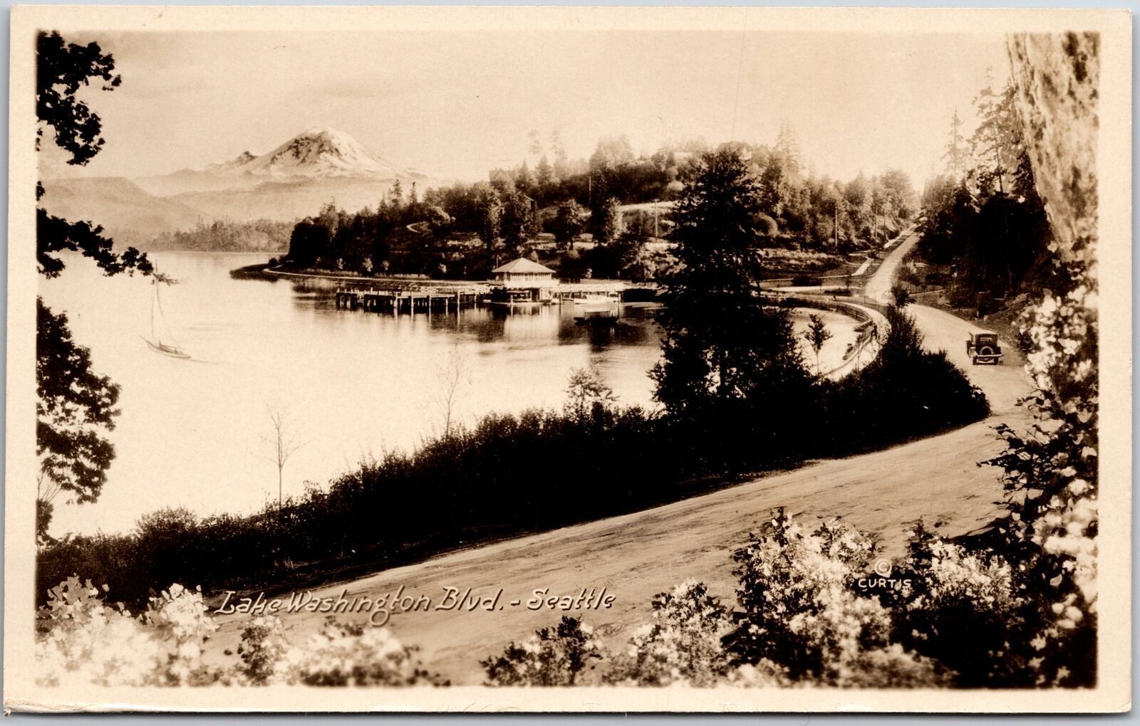 Lake Washington Boulevard Seattle Washington WA Street View Mountain Postcard