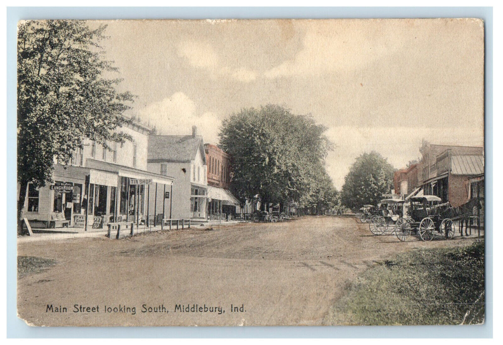 1908 Main Street Looking South Middlebury Indiana IN Antique Postcard