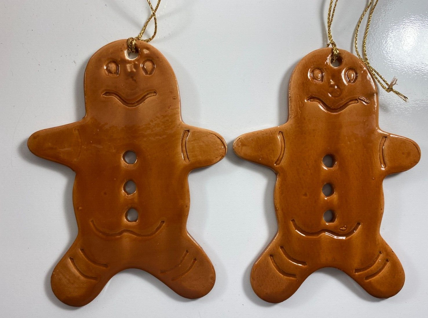 Vintage Lot 2 FOMERZ Glazed 4 7/8 in Gingerbread Christmas Ornaments