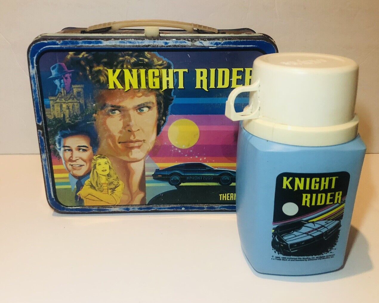 VTG 1983 Knight Rider  TV Series Tin Metal Lunchbox & Thermos Universal Studios