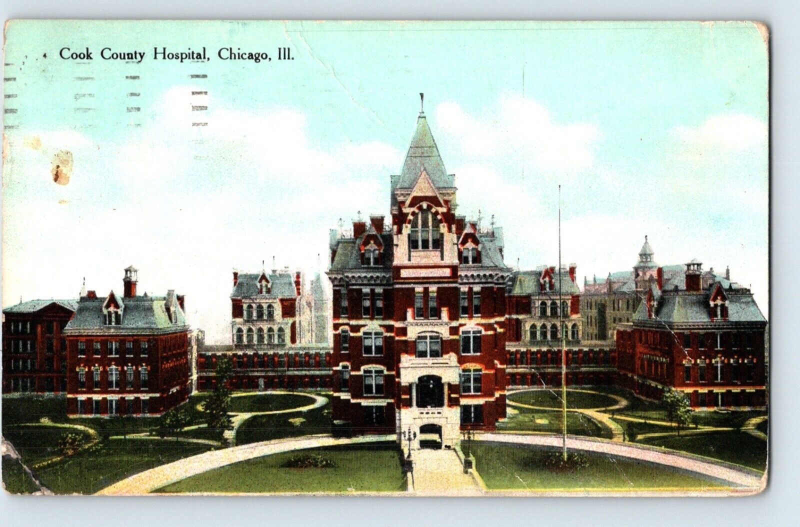 postcard 1908 CHICAGO ILLINOIS COOK COUNTY HOSPITAL, Harrison St.