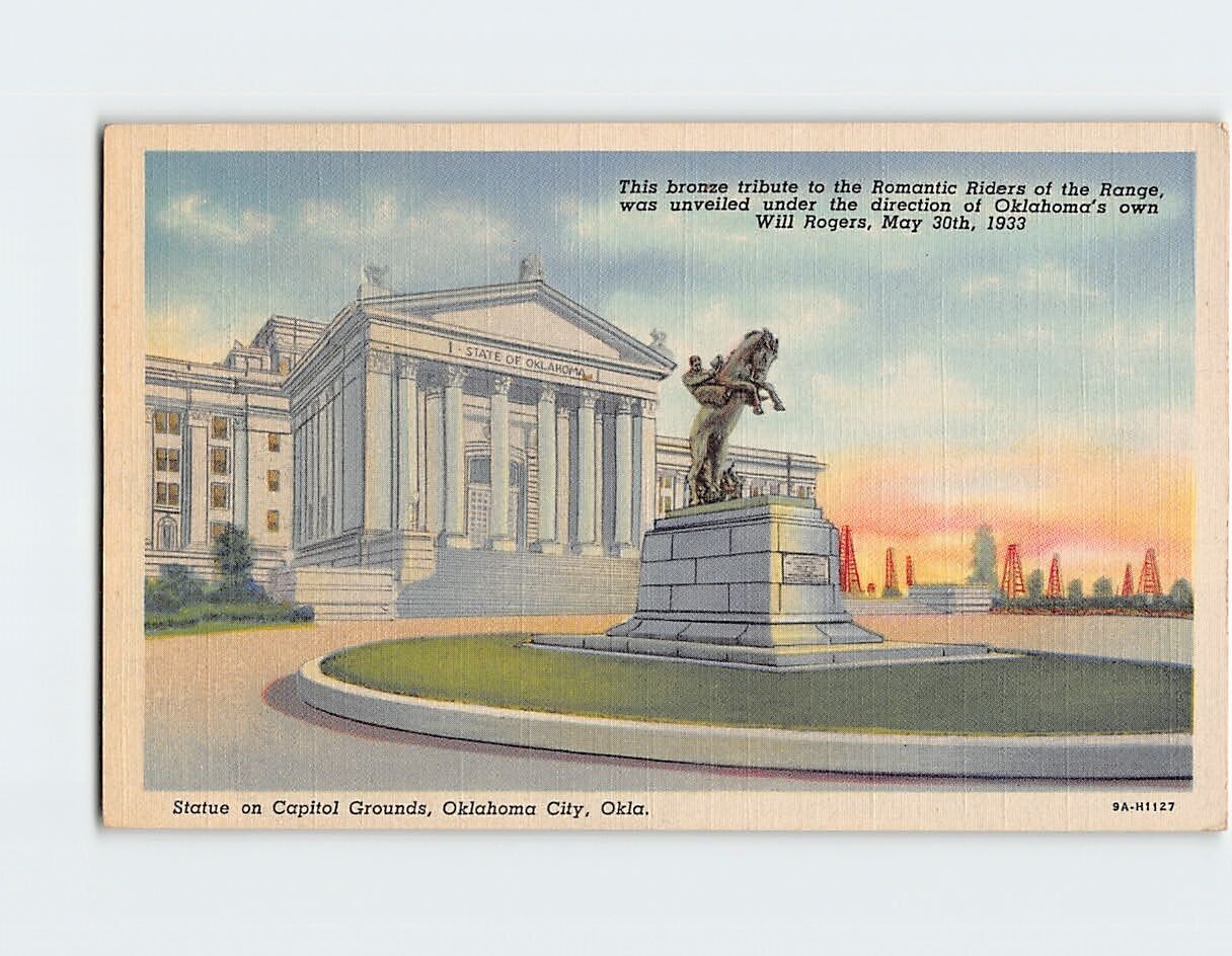 Postcard Statue on Capitol Grounds Oklahoma City Oklahoma USA North America