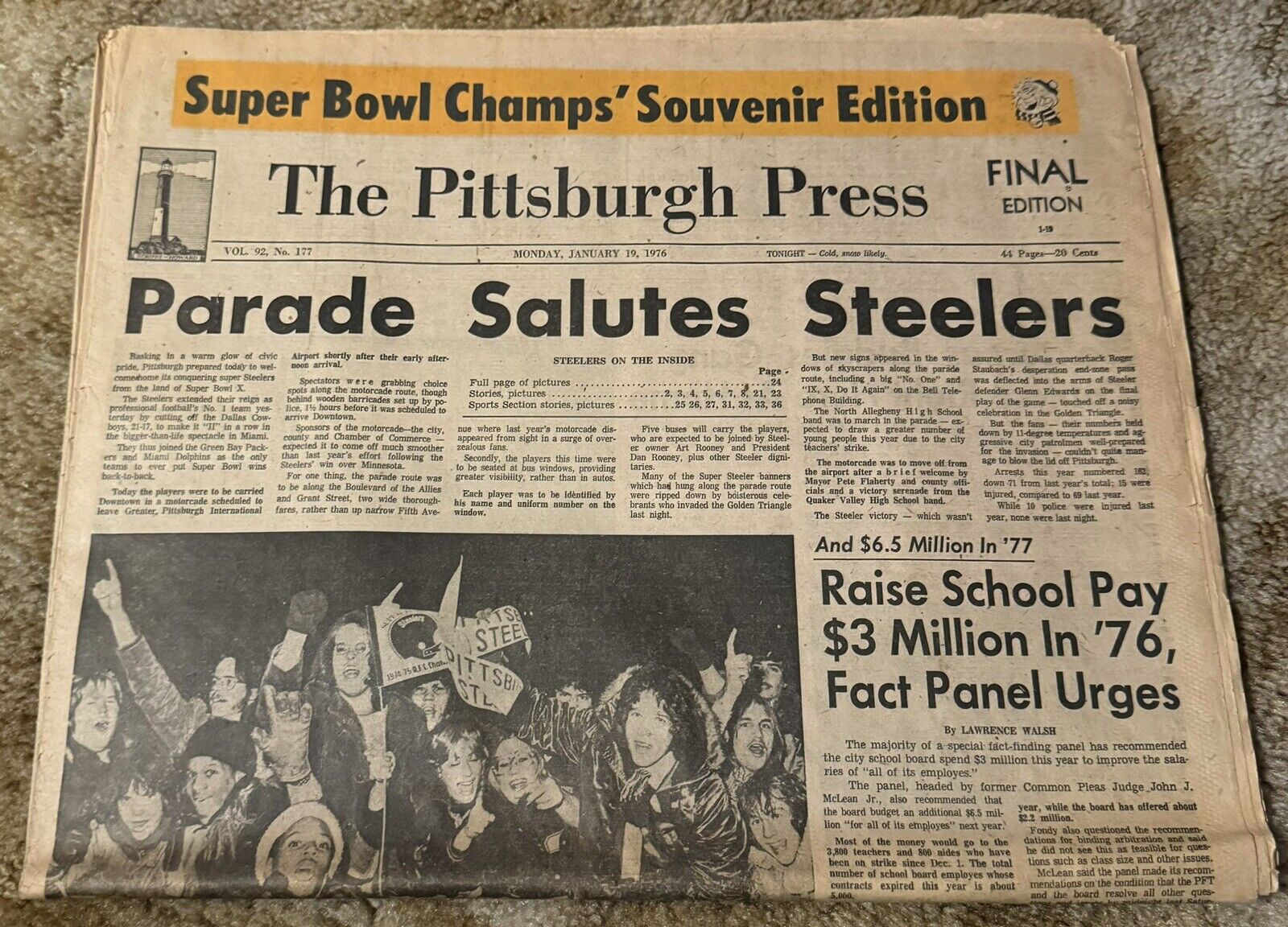 Pittsburgh Press 1979 Steelers Super Bowl X Victory Full Newspaper