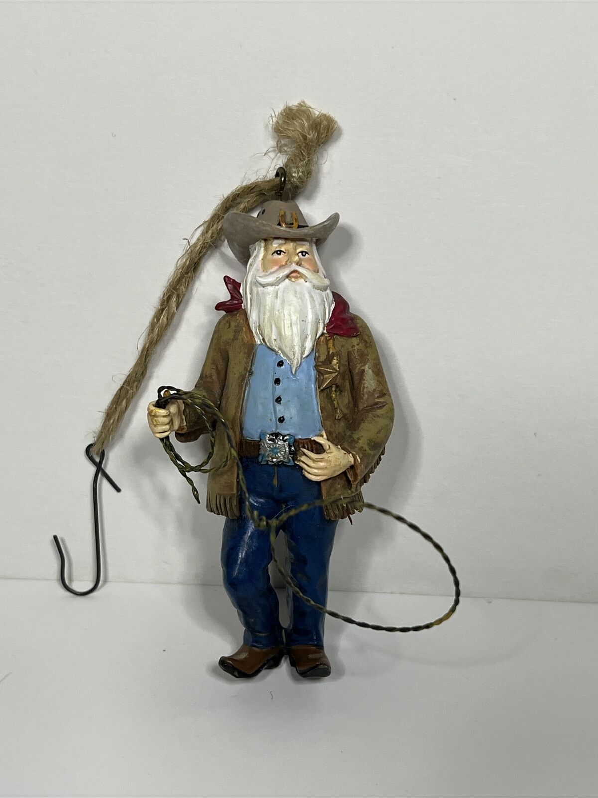 Christmas Cowboy Rodeo Ornament Santa Clause Lasso Holiday Resin Western Rodeo