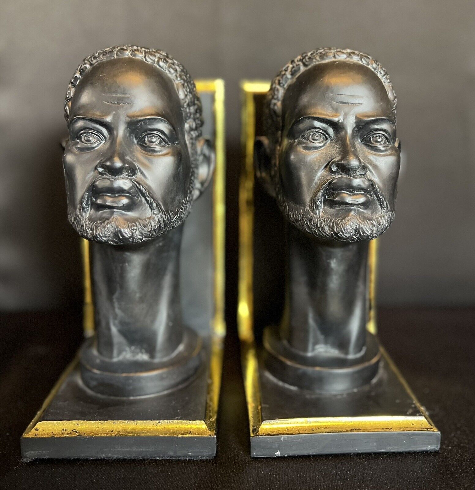 Stunning Vintage African Male Head Bookends - 8\