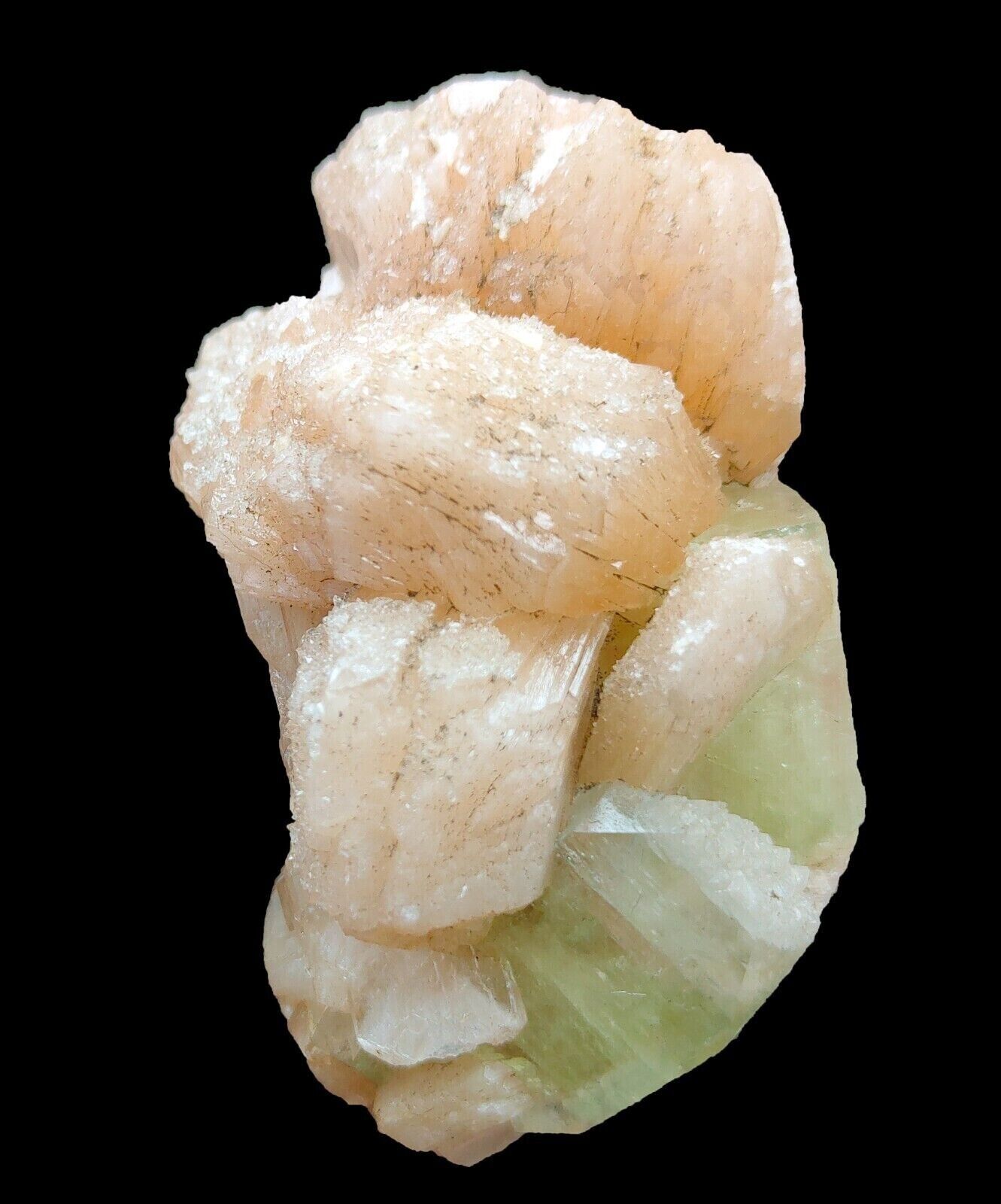 115g Natural Light Green Apophyllite & Stilbite Mineral - India