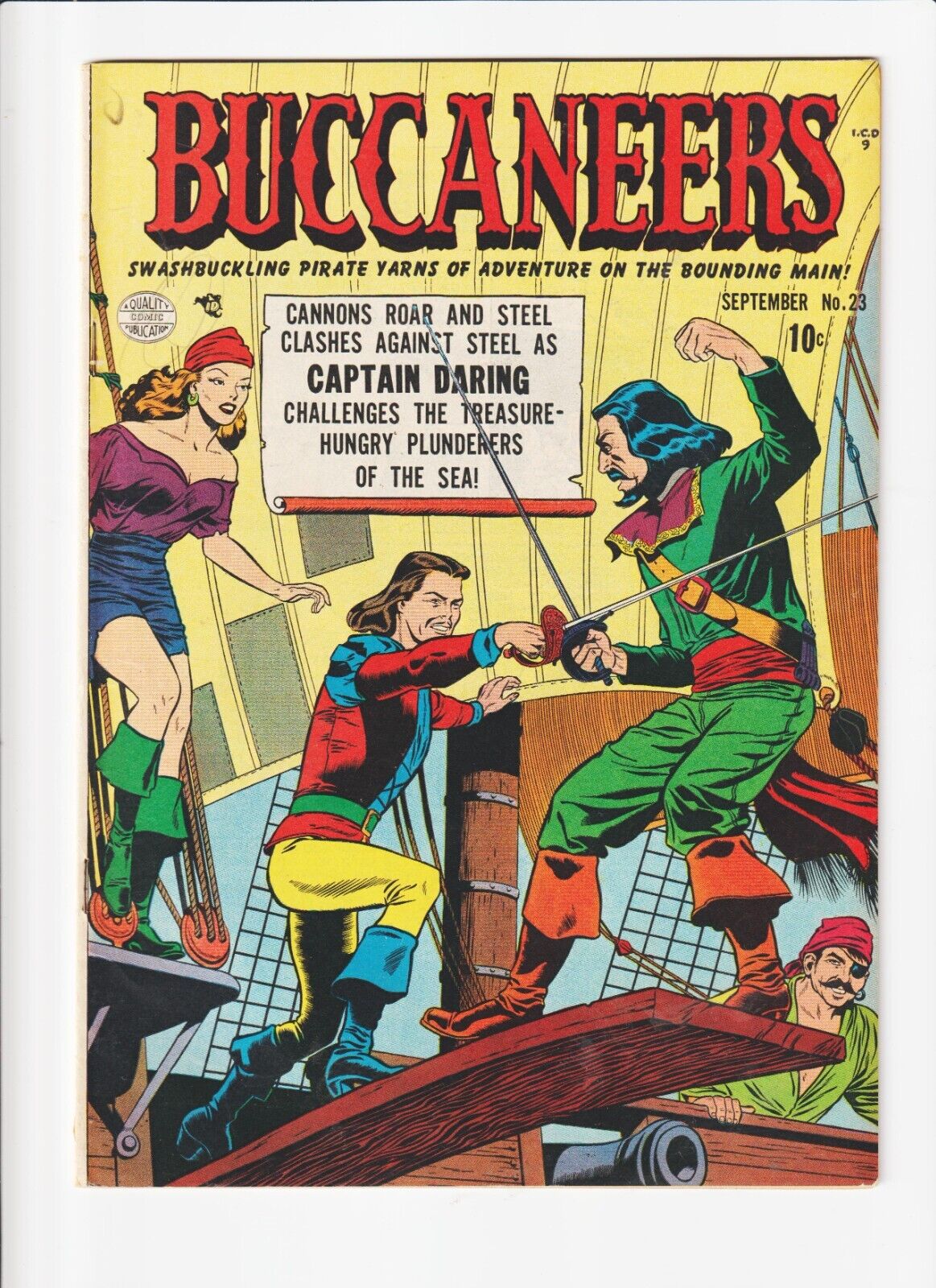 BUCCANEERS #23  PIRATE GGA COVER QUALITY COMICS/ 1950 REED CRANDELL/