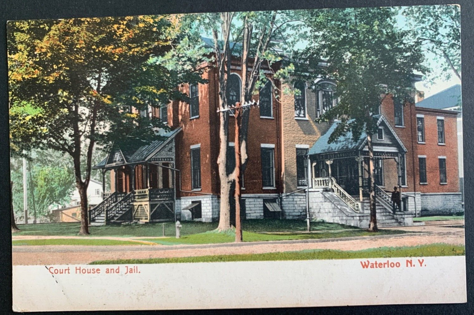 Postcard Waterloo NY - Court House and Jail