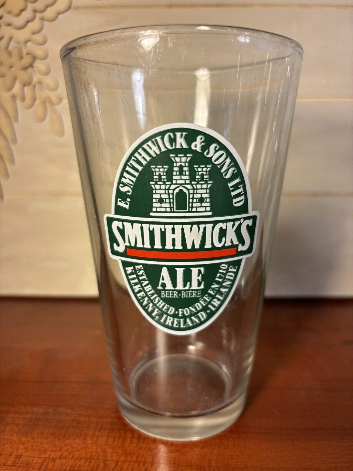 Smithwick’s Ale Pint Glass-  Est. 1710 In Kilkenny, Ireland