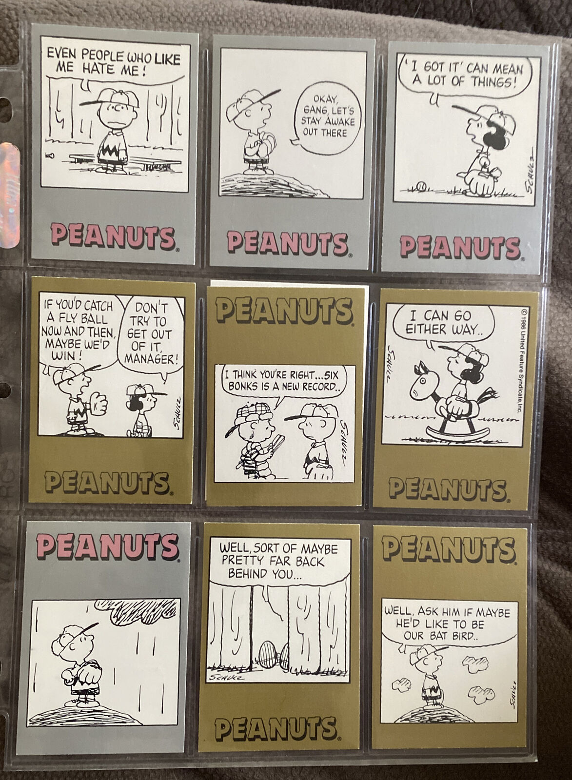 1992 ProSports Peanuts Cards Lot Of 9 -Snoopy Charlie Brown Lucy Charles Schultz