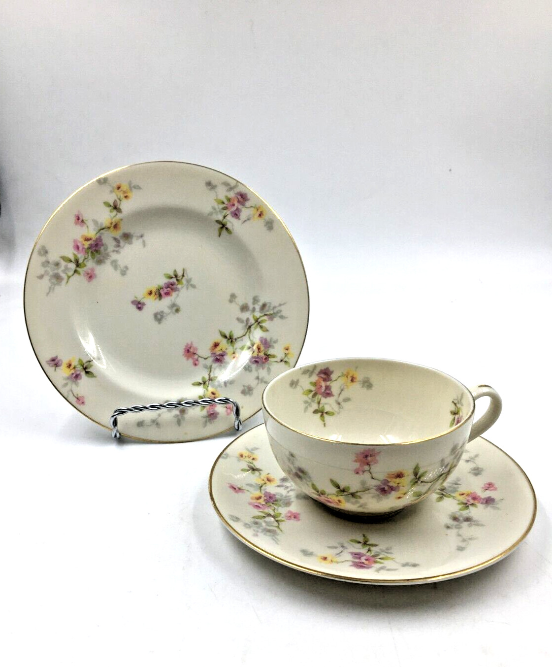 Vintage THEODORE HAVILAND NY Second Selection China Cup, Saucer & Dessert Plate