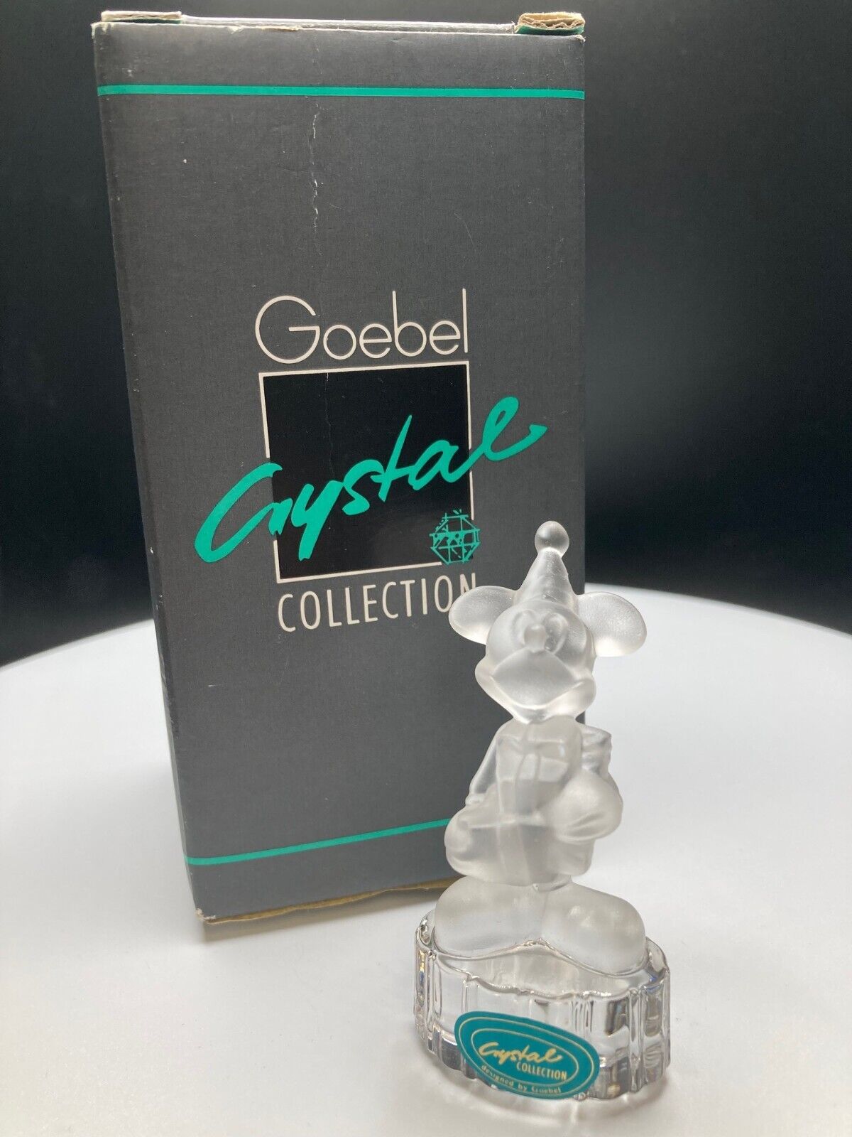 Goebel Germany Crystal Collection Disney Frosted Mickey Mouse Holding Gifts