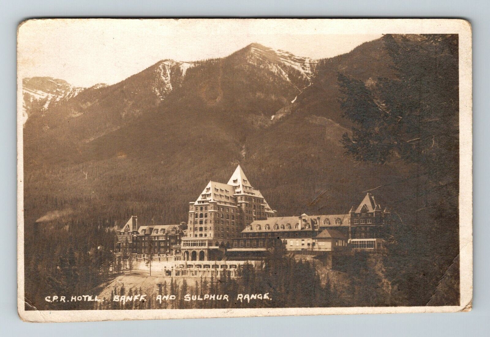 RPPC-Banff AB Alberto Canada, CPR Hotel, Sulphur Range RPPC Vintage Postcard