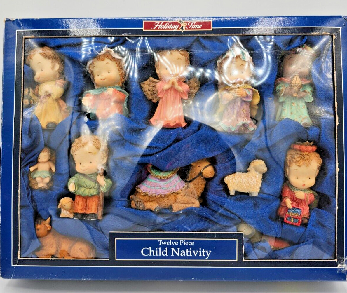 Holiday Time Christmas Twelve Piece Child Nativity Set Ceramic Christmas