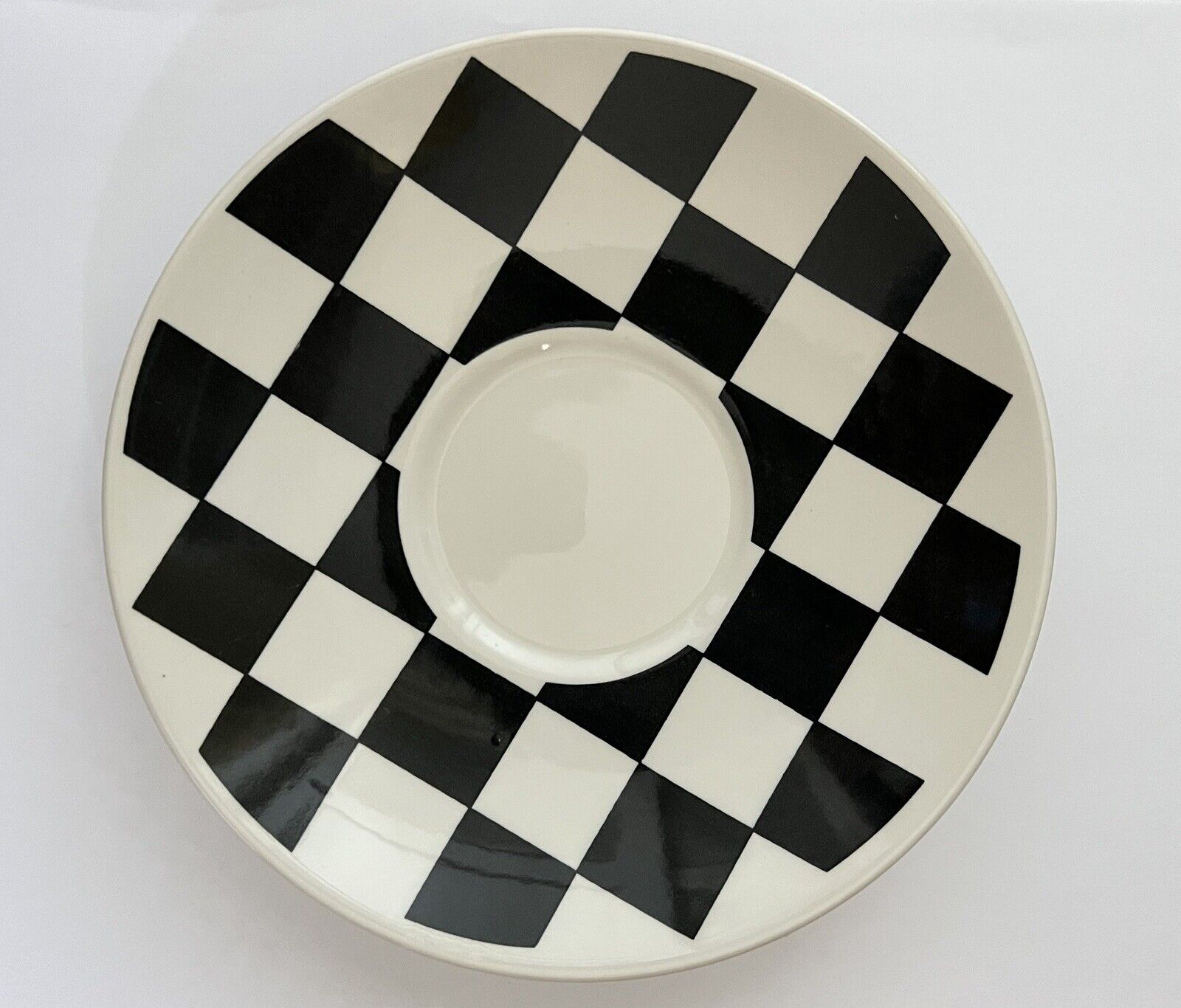 black & white checkered Jane Churchill England 7” Check saucer replacement NEW