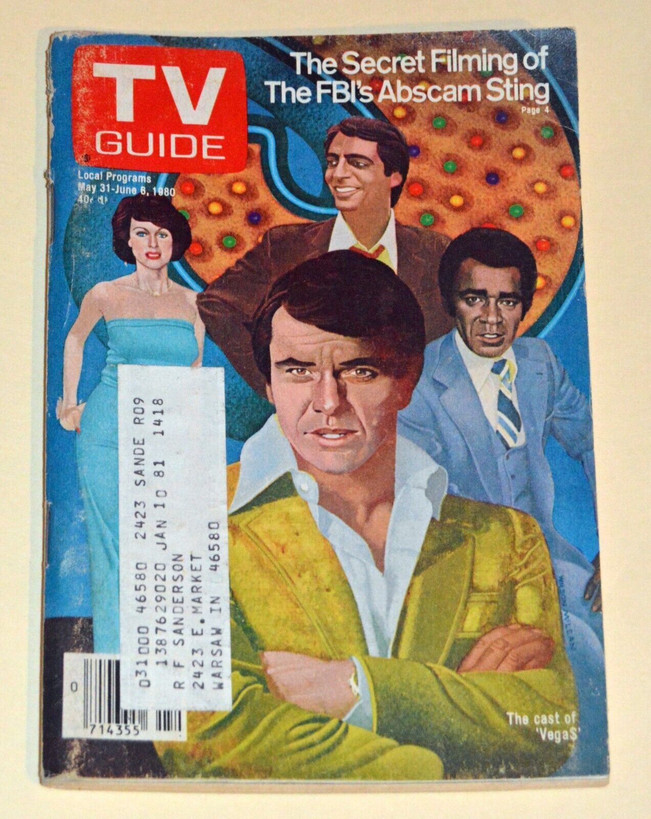 CLASSIC - Cast of \'VEGA$\' - ROBERT URICH - 1980 NORTHERN INDIANA TV Guide