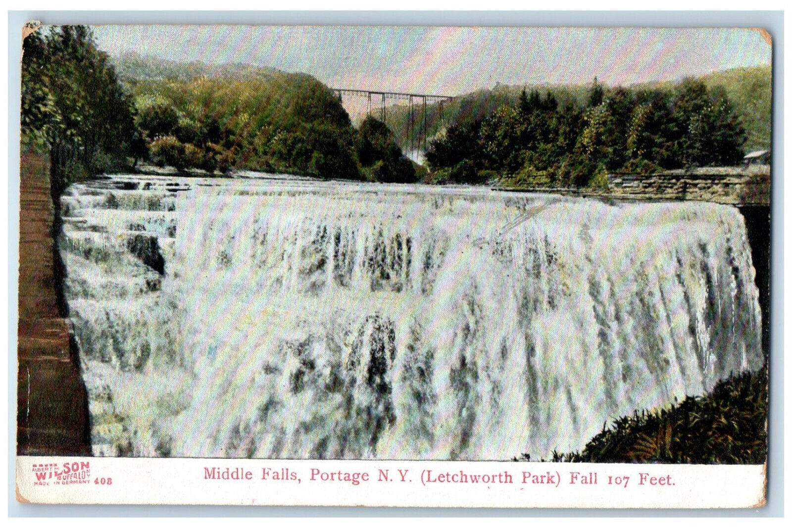 1909 Middle Falls, (Letchworth Park) Portage New York NY Antique Postcard