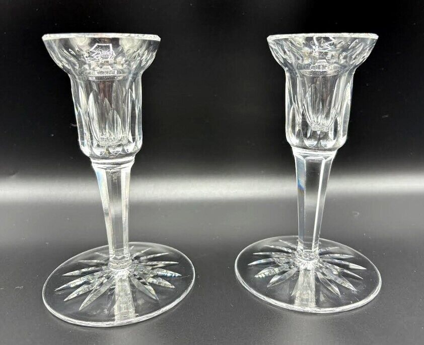 PAIR OF WATERFORD CRYSTAL CARINA EILEEN CANDLESTICKS 5 1/2\