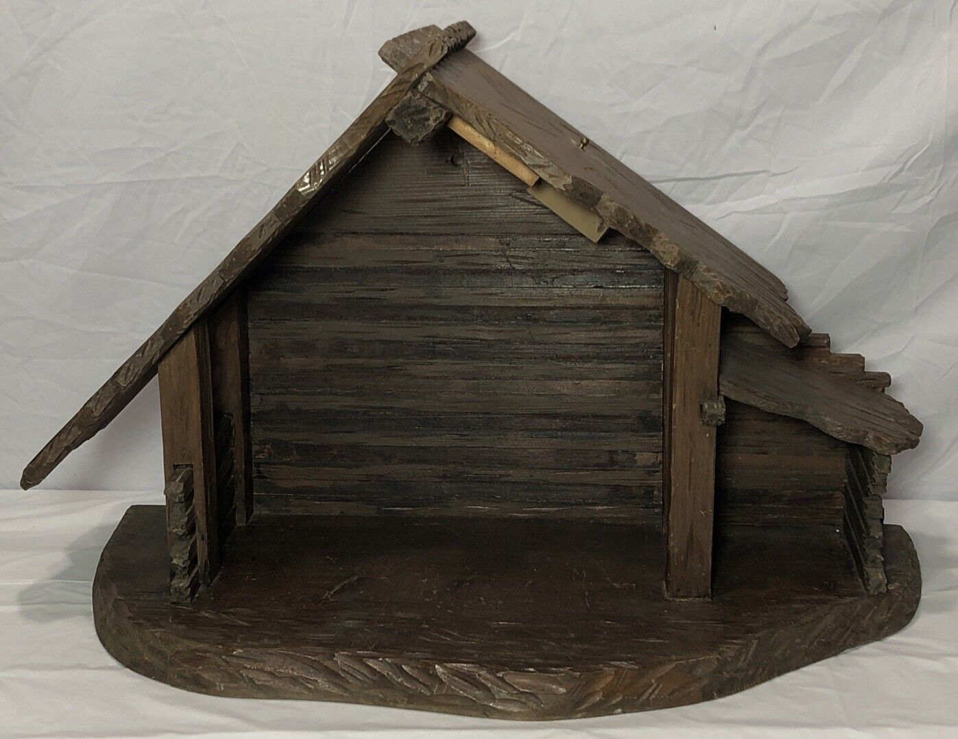 32”L x 21” H x 13”W Vintage Large Handmade Wooden Nativity Barn Stable Decor