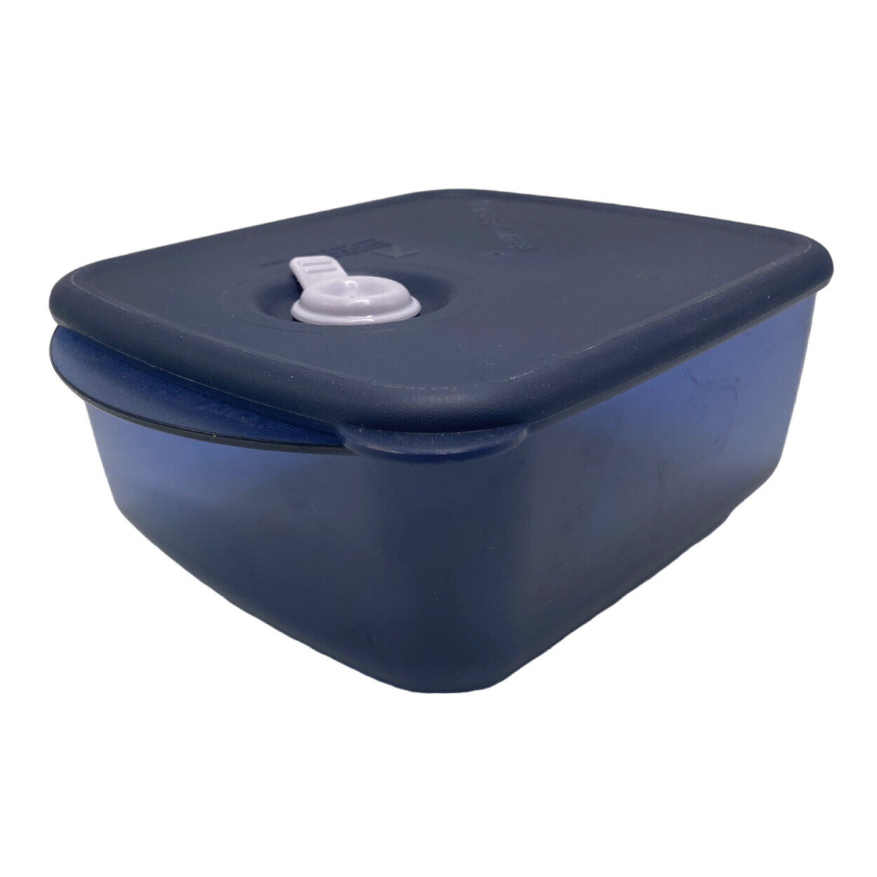 Tupperware Vent N Serve Indigo Blue Rectangle Container 1 Liter Acrylic