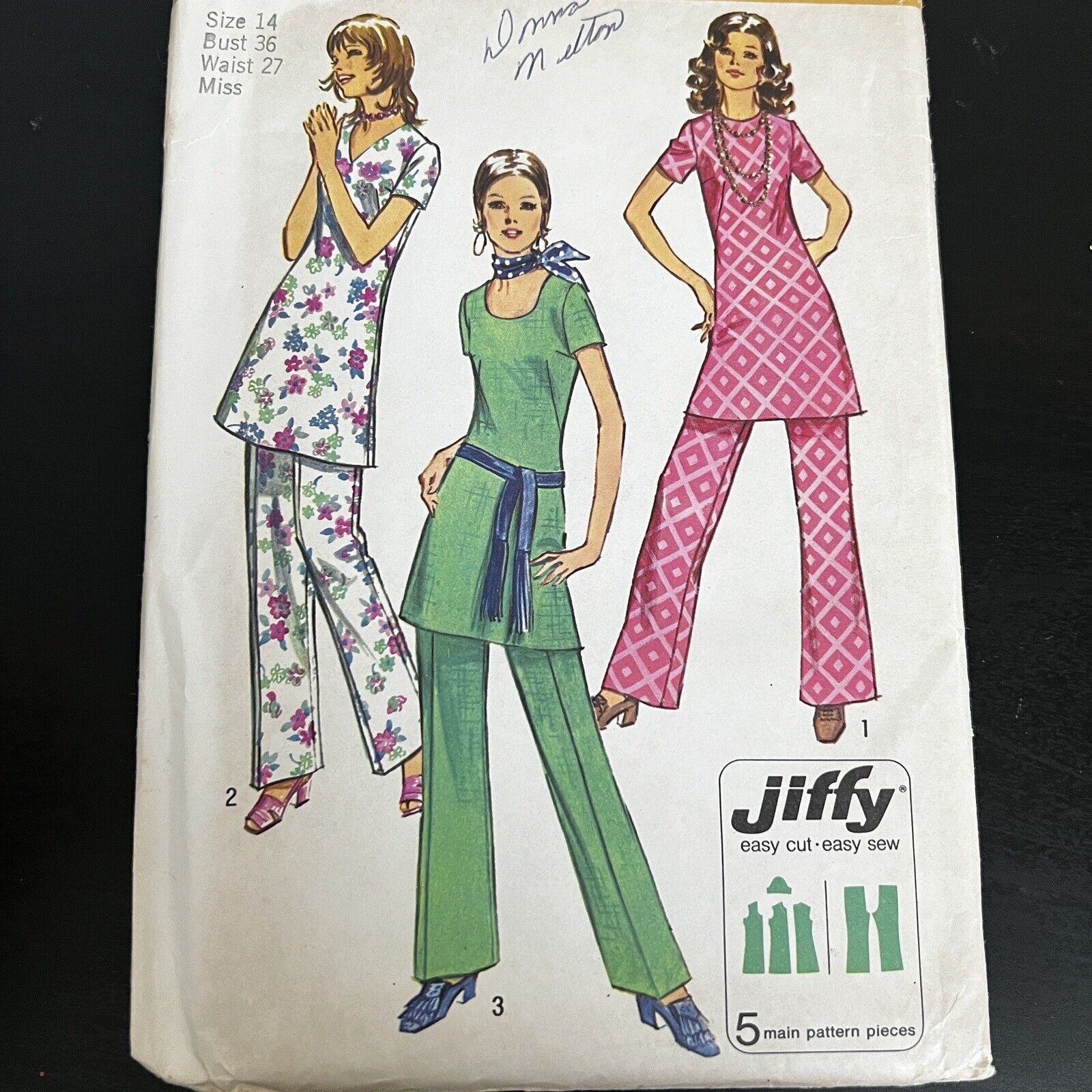Vintage 1970s Simplicity 9363 Boho Disco Tunic + Pants Sewing Pattern 14 S UNCUT