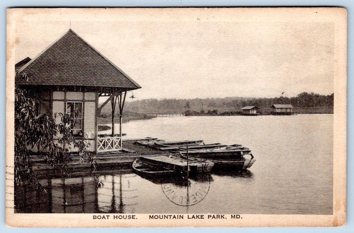 1923 MOUNTAIN LAKE PARK MARYLAND BOAT HOUSE W A GONDER CONFECTIONER POSTCARD