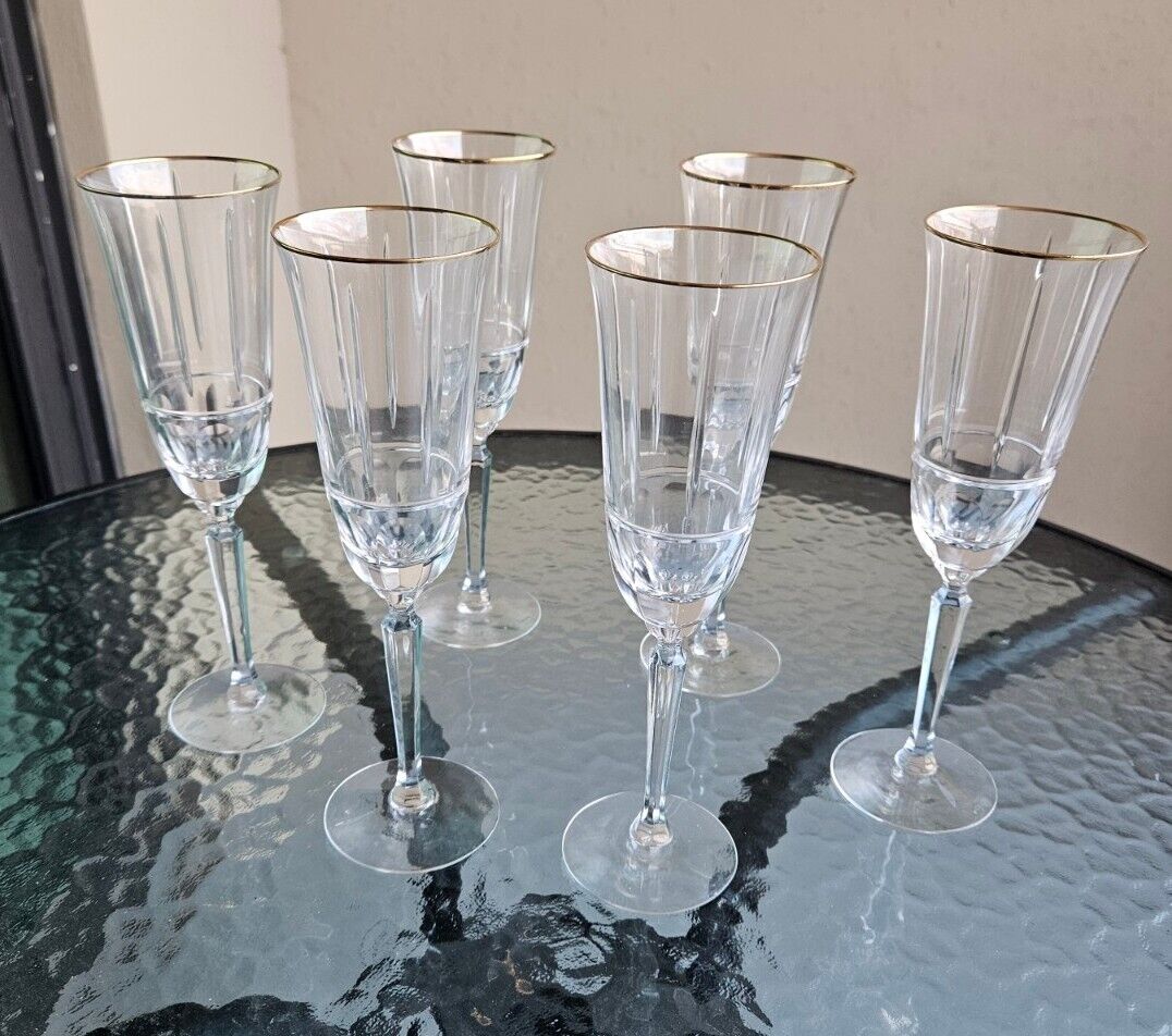 LENOX GOLD TRIM CLASSIC REGENCY  CHAMPAGNE FLUTES FLUTE GLASSES GLASS