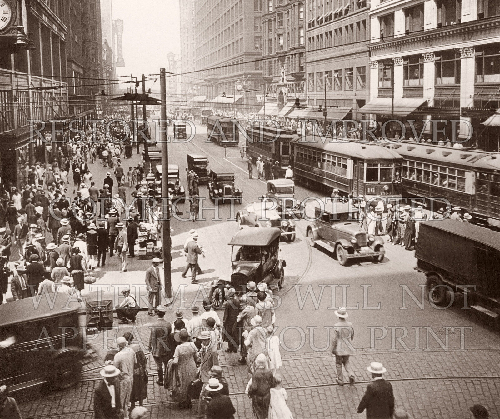 1920s downtown Chicago, State Street photo, CHOICE: 5x7 or request images on CD
