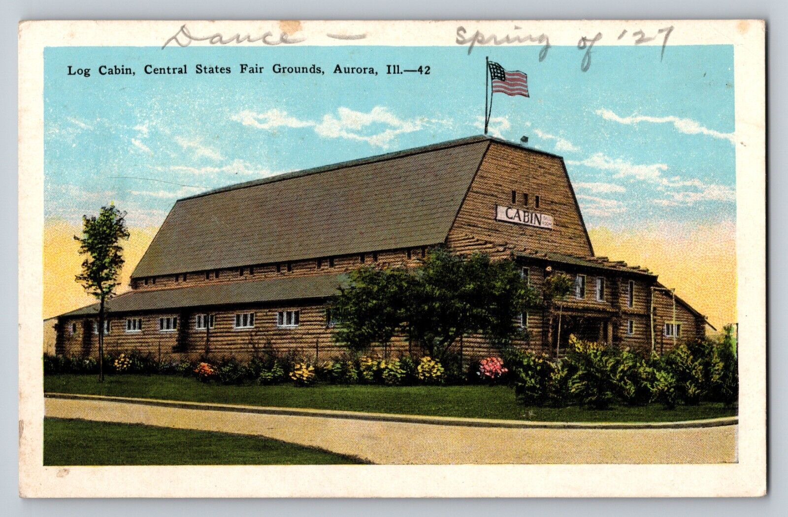 Log Cabin Central State Fair Grounds Aurora Illinois Vintage Unposted Postcard