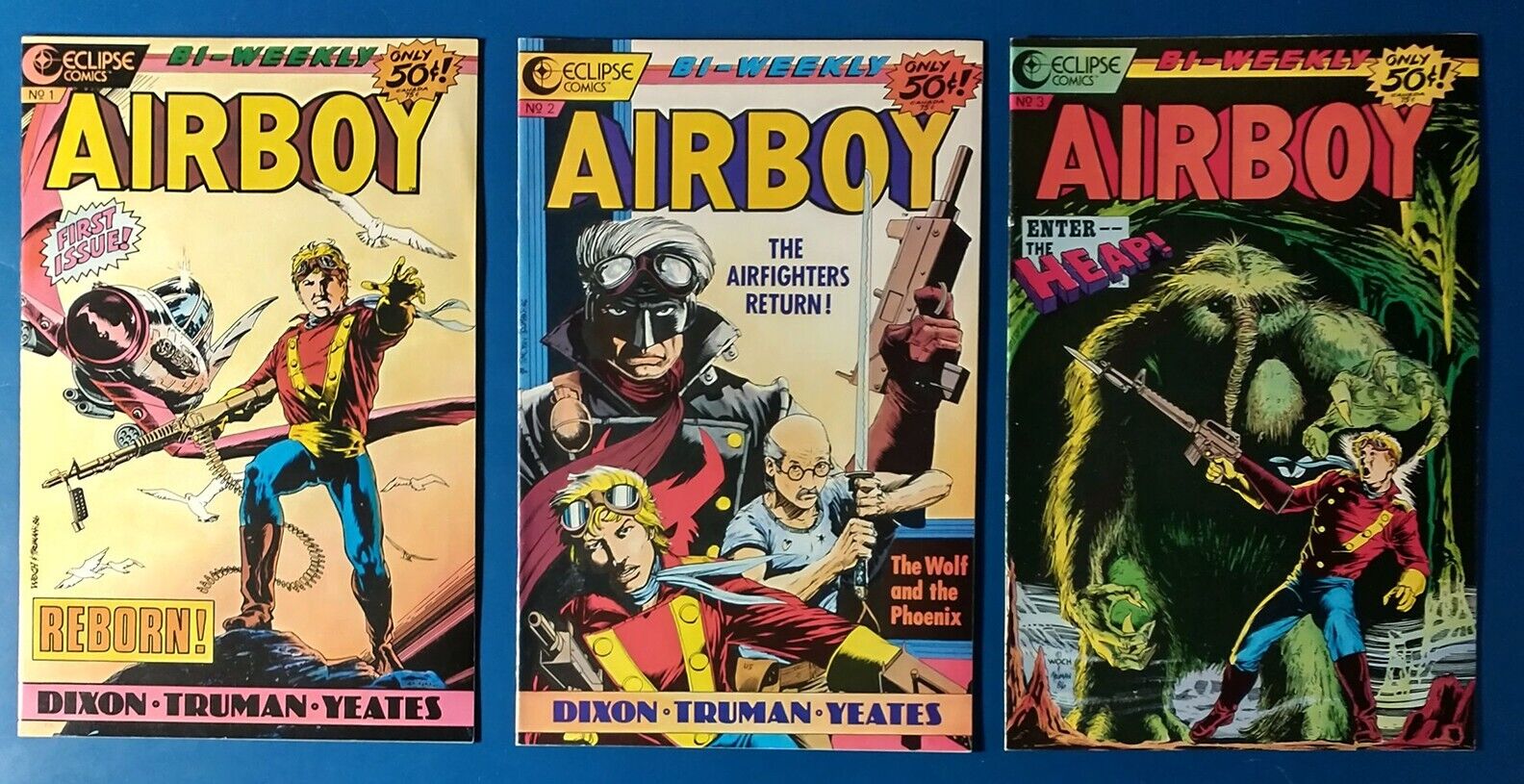 AIRBOY #1 #2 #3 (1986 Eclipse) Reborn 1st App Heap Man-Thing Horror 3 Book Lot