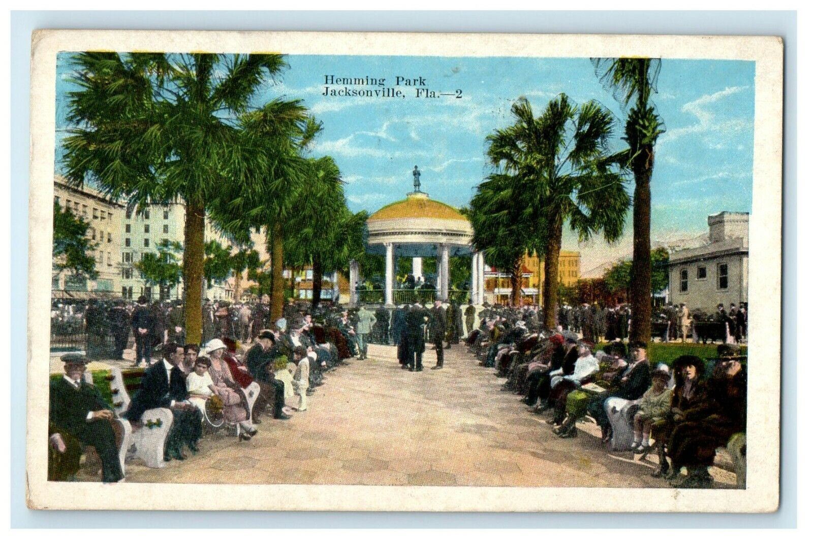 1914 The View Of Hemming Park Jacksonville Florida FL Posted Antique Postcard